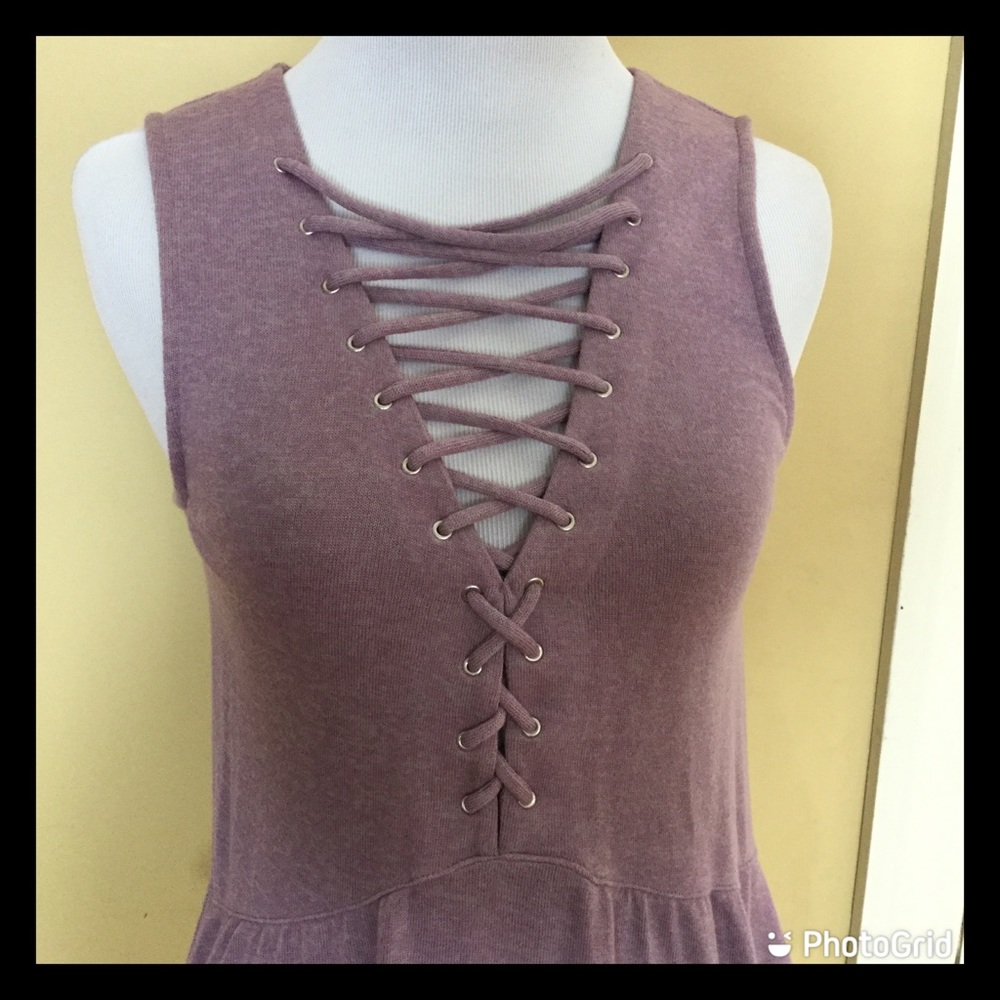 Express Mauve Heather Peplum Top NWT